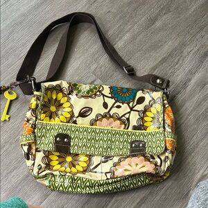Fossil Floral Crossbody Bag in Yellow, Green & Brown